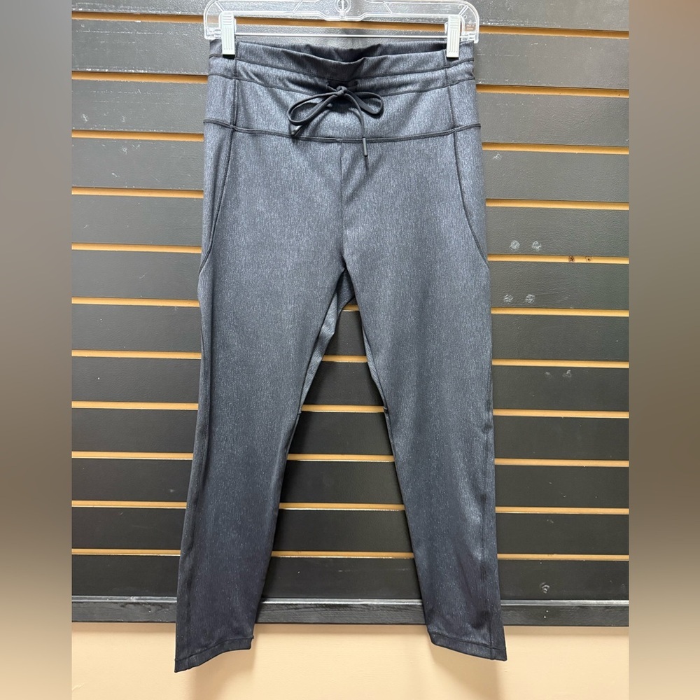 ZYIA Active Metallic Leggings 8-10 Black Shimmer High Rise Drawstring Athletic